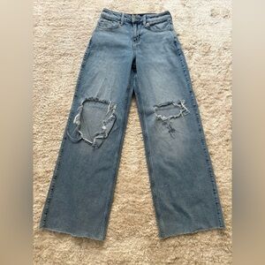 Hollister Blue Distressed Wide leg Jeans